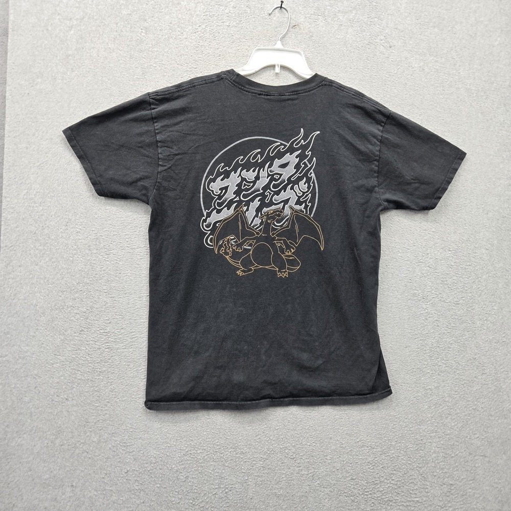 Pokemon x Santa Cruz Men Shirt L Black Charizard Skateboard Logo Short Sleeve